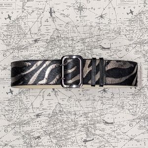 Cole Haan Zebra Print Calf Hair Wide Statement Belt - Size Small